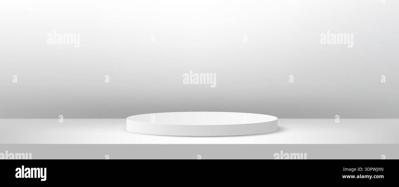 Minimalist vector stage. White scene with 3d podium Stock Vector