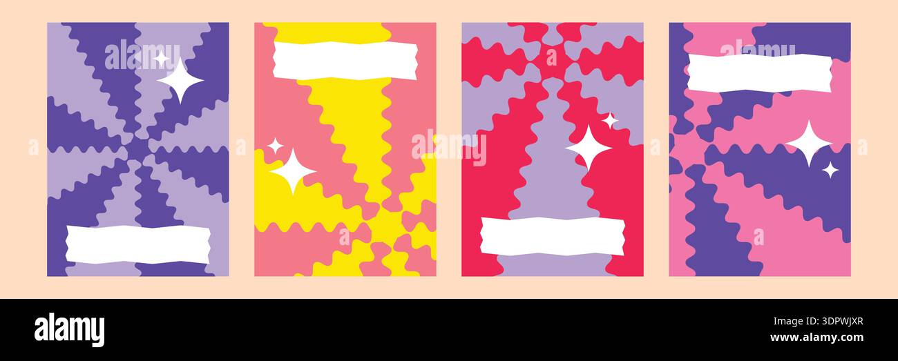 Groovy sun poster with white empty text box. Retro backgrounds with rays Stock Vector