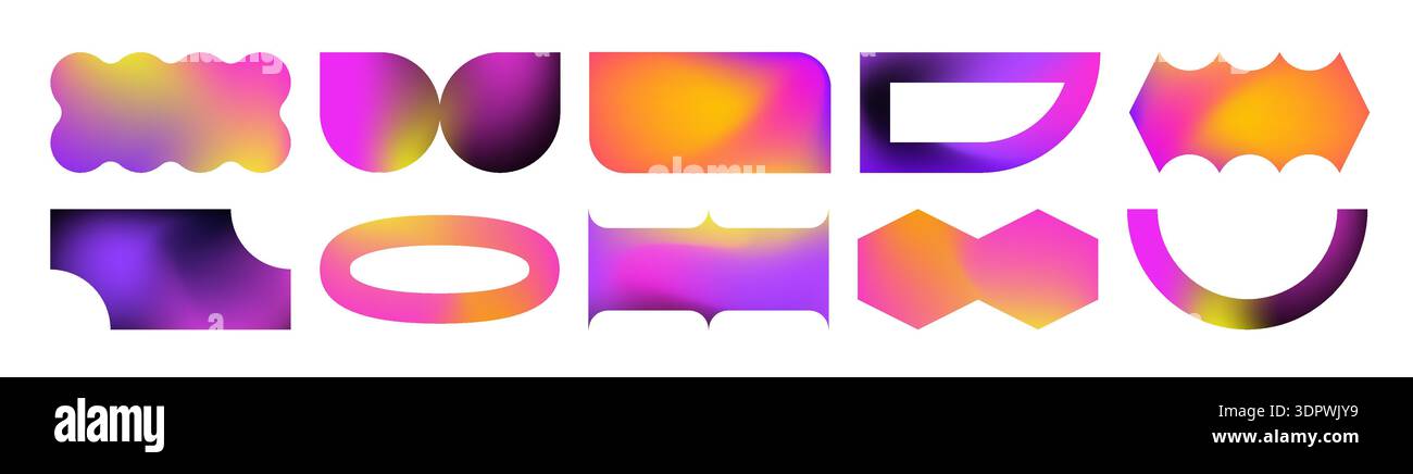 Y2k style modern gradient shapes collection Stock Vector