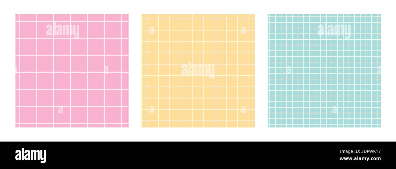 Trendy checkered background set. Straight line grid Stock Vector