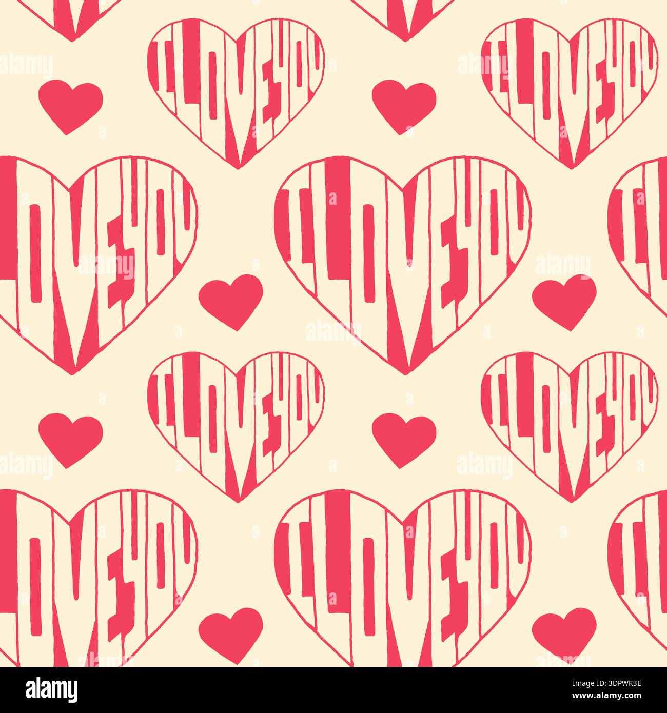 Love seamless pattern. Trendy background with doodle hearts Stock Vector
