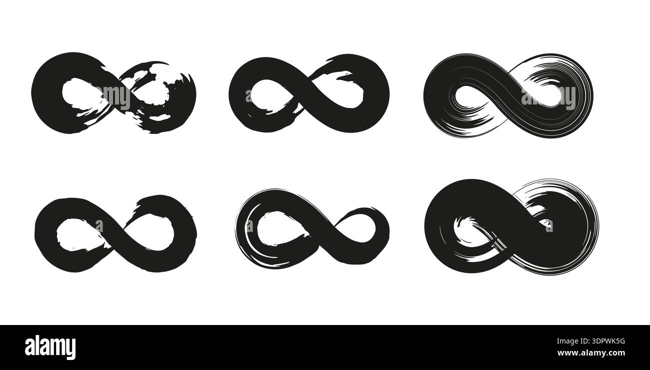 Infinity sign collection. Sketch style freedom eternity symbol. Grunge ...