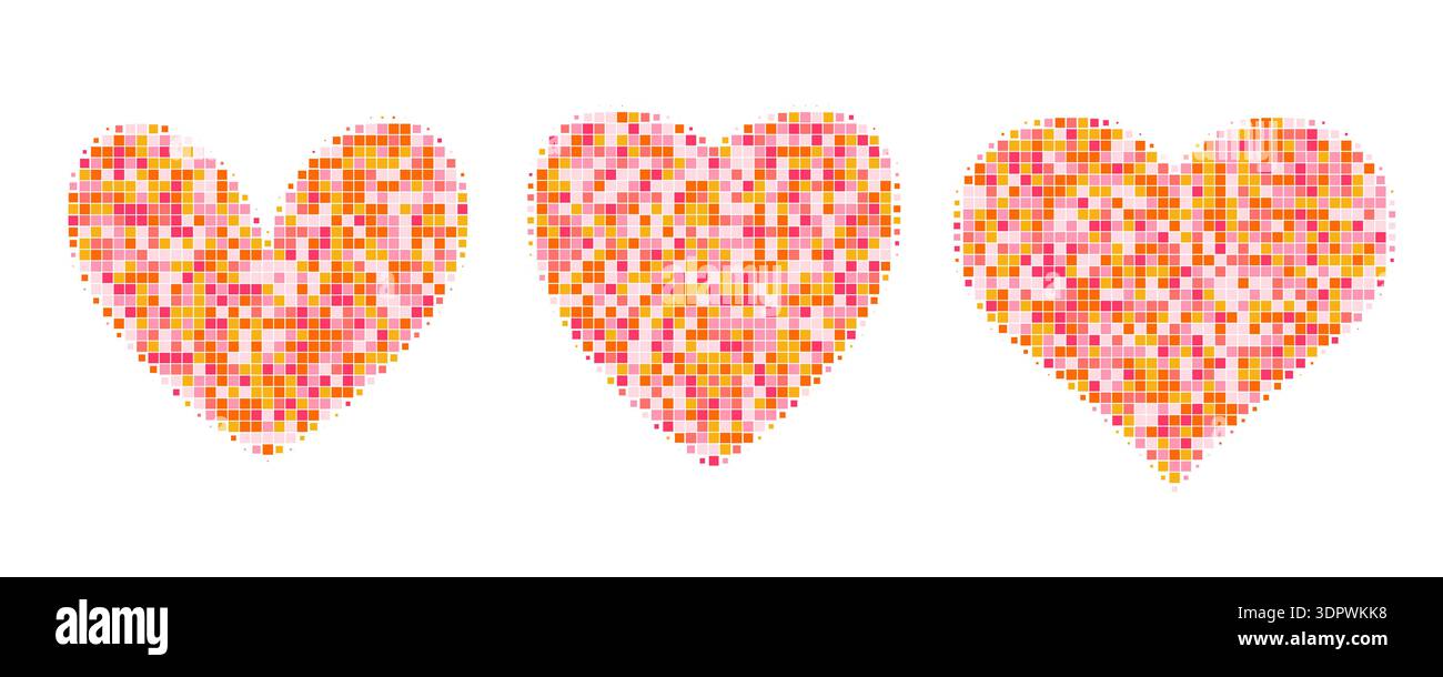 Vector halftone dotted heart collection isolated on white background. Stock Vector