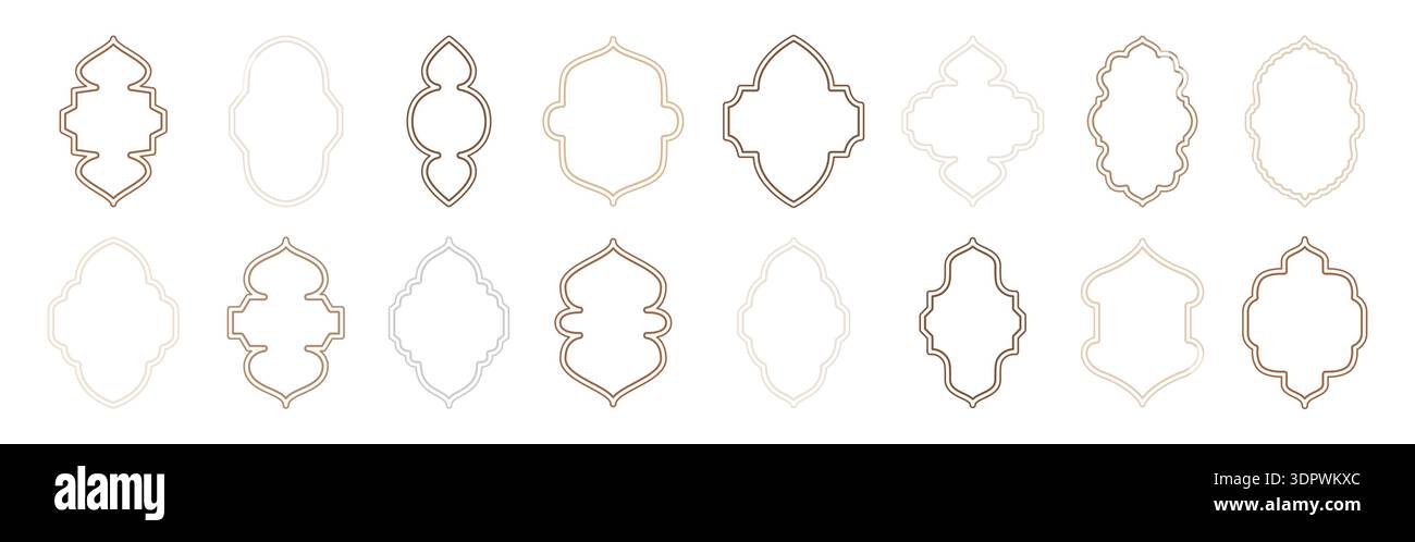 Islamic style border vector collection. Arabic door and window frame Stock Vector