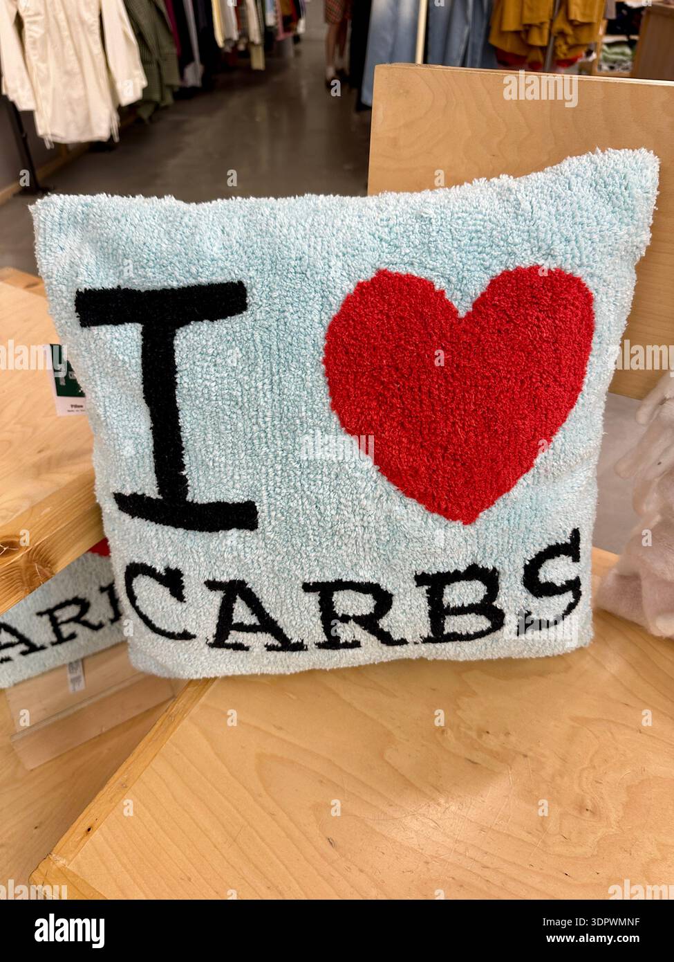 I love carbs cushion Stock Photo