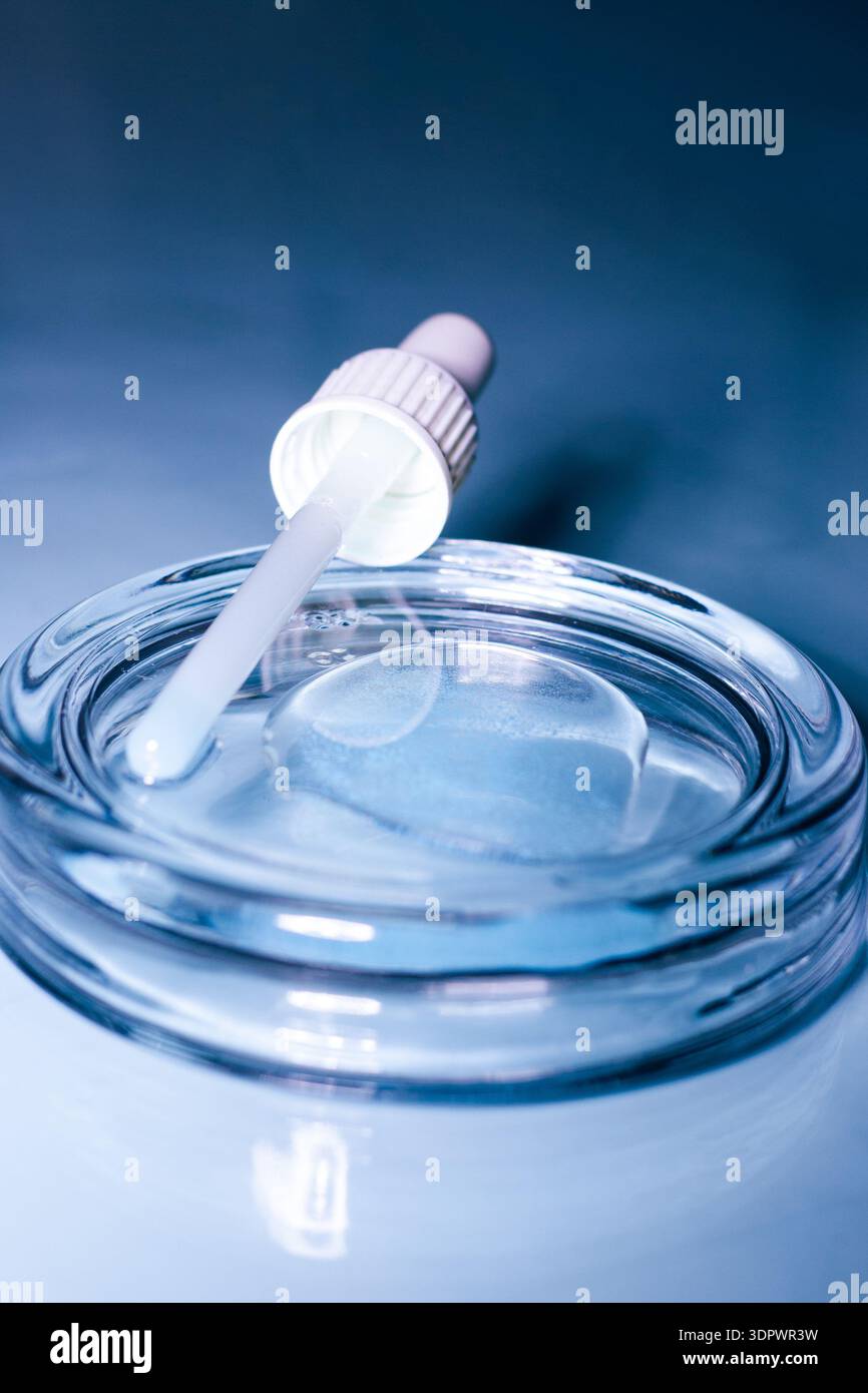 Close up of Blue Copper Peptides GHK-Cu in Pipette. Beauty serum for anti  aging beauty routine Stock Photo - Alamy
