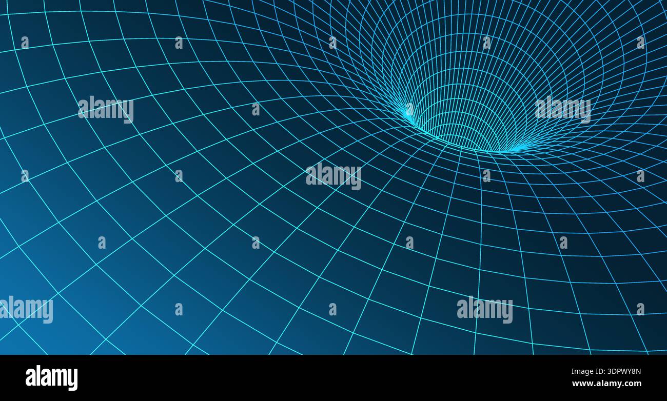 Abstract 3D wireframe mesh tunnel Stock Vector