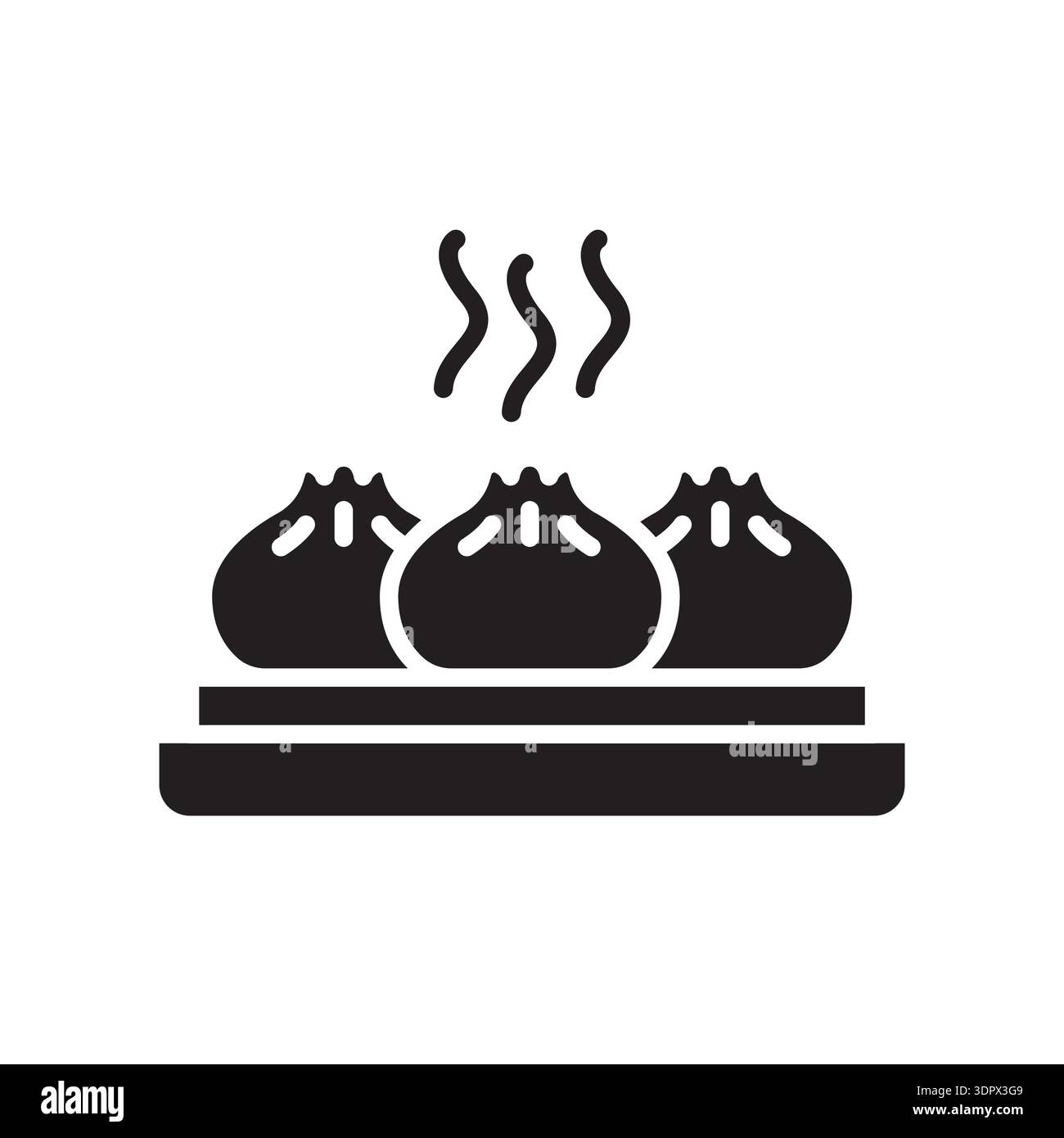 dim sum black glyph icon. Vector isolated element. Editable stroke. Stock Vector