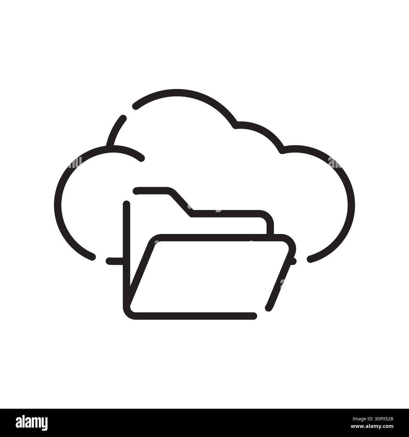 cloud storage black line icon. Vector isolated element. Editable stroke. Stock Vector