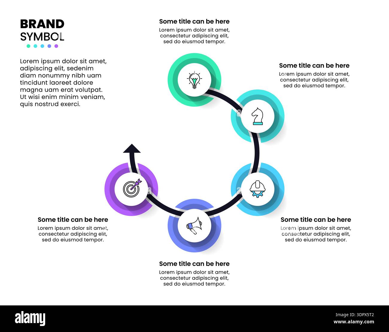 Infographic template with icons and 5 options or steps. Circular arrow ...