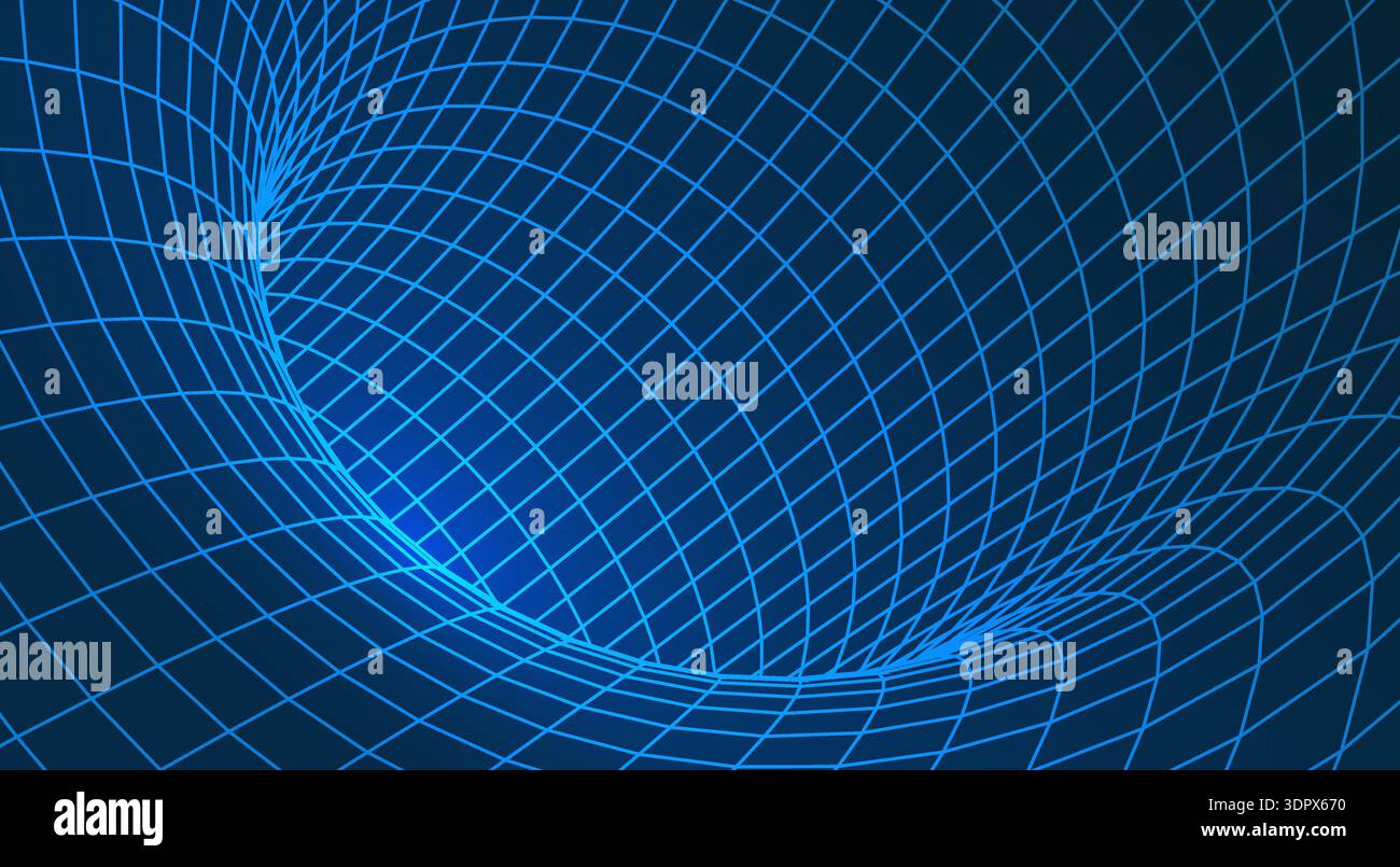 Abstract 3D spacetime grid tunnel Stock Vector