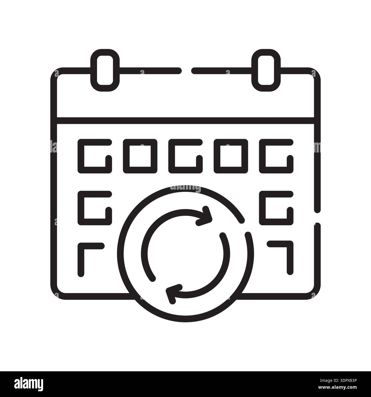 flexible schedule black line icon. Vector isolated element. Editable stroke. Stock Vector