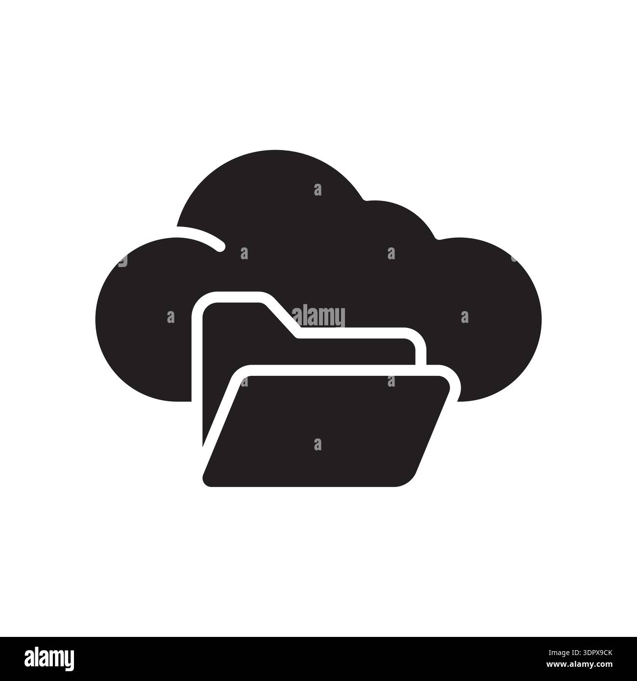 cloud storage black glyph icon. Vector isolated element. Editable stroke. Stock Vector