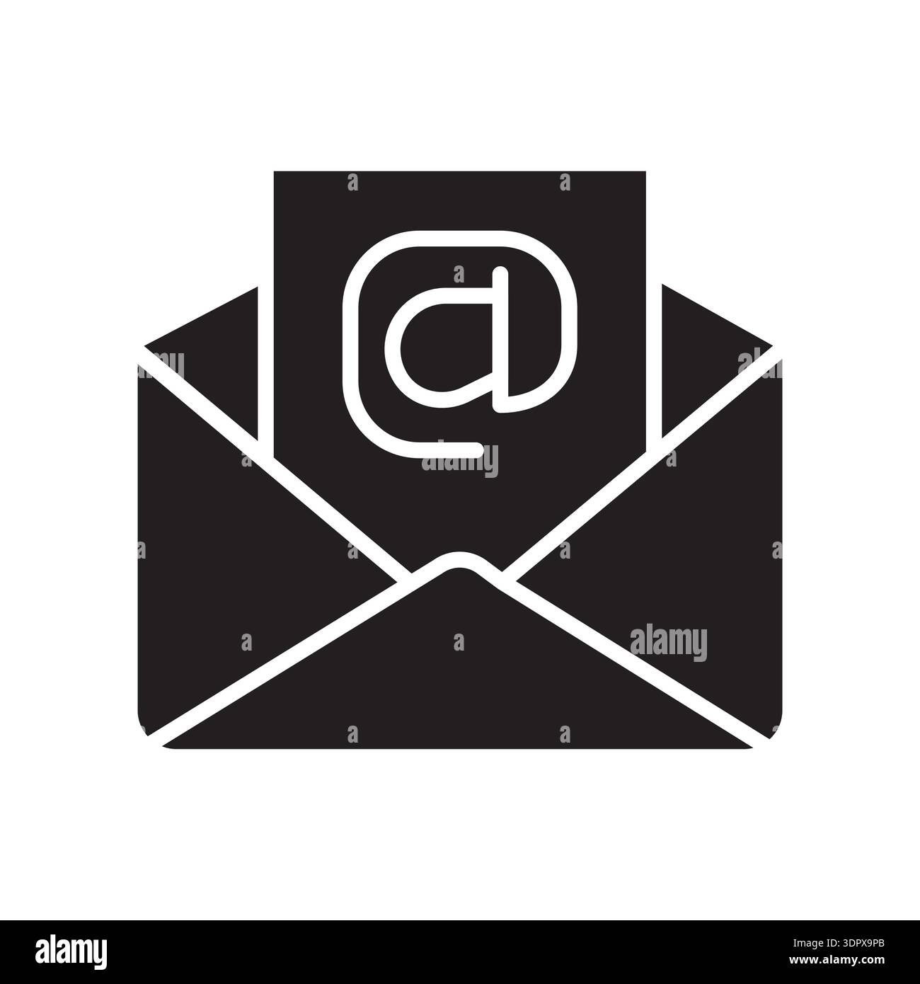 email black glyph icon. Vector isolated element. Editable stroke. Stock Vector