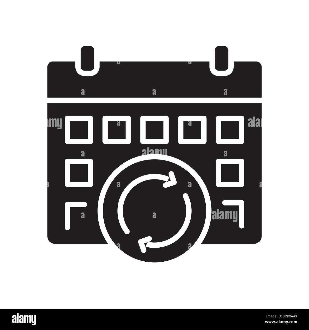 flexible schedule black glyph icon. Vector isolated element. Editable stroke. Stock Vector