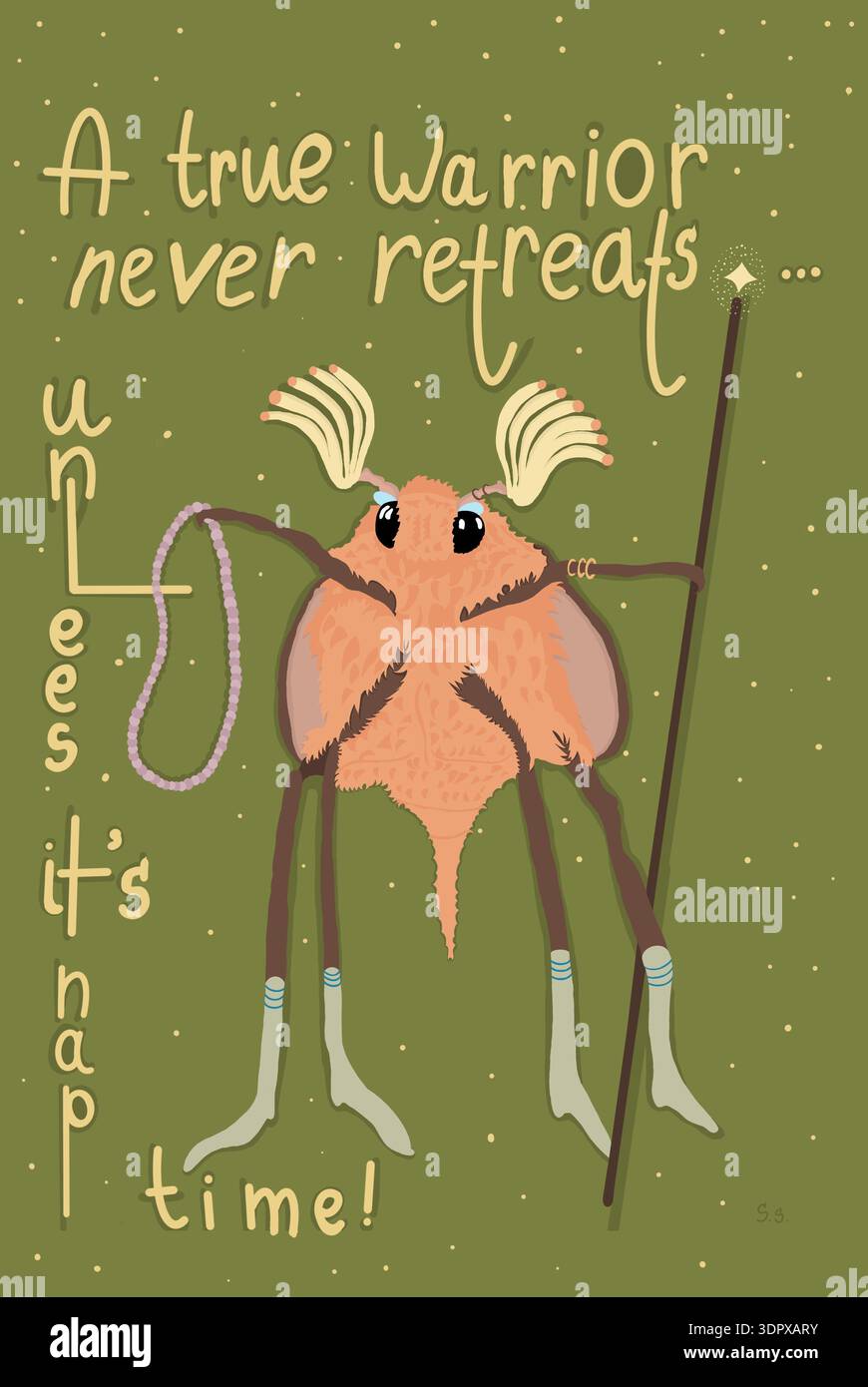Cute moth warrior with motivational quote, inspirational nursery poster ...