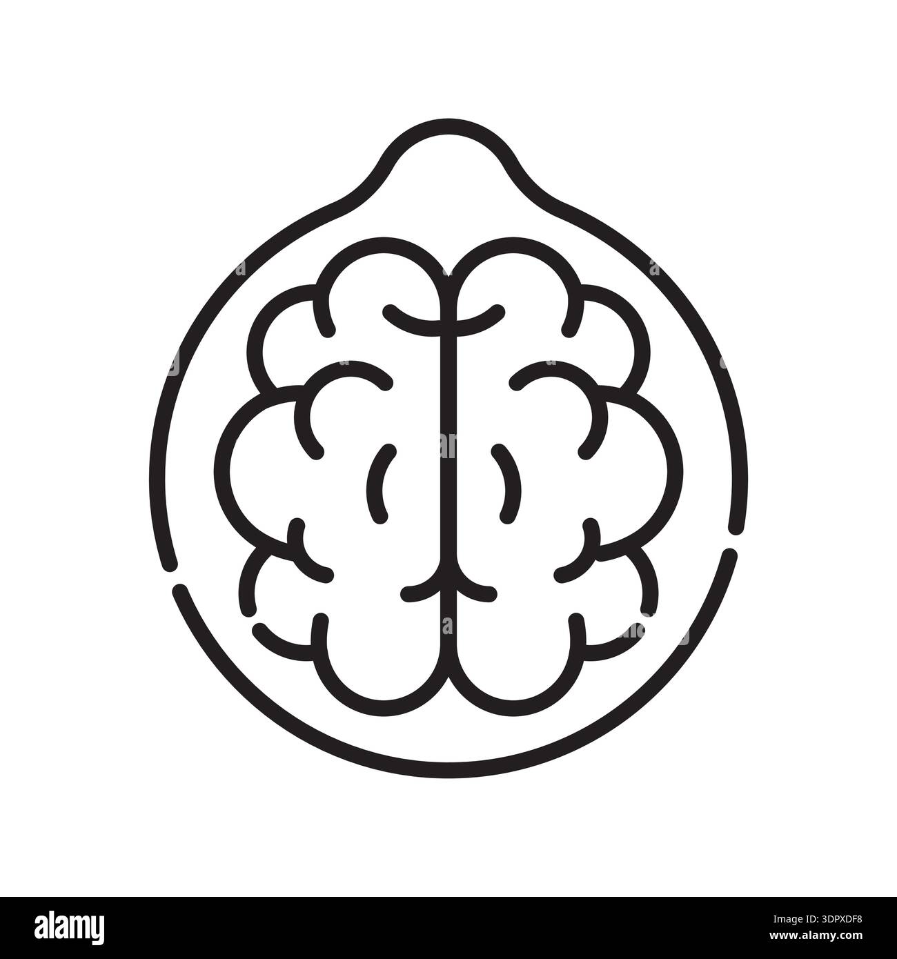 walnut black line icon. Vector isolated element. Editable stroke. Stock Vector