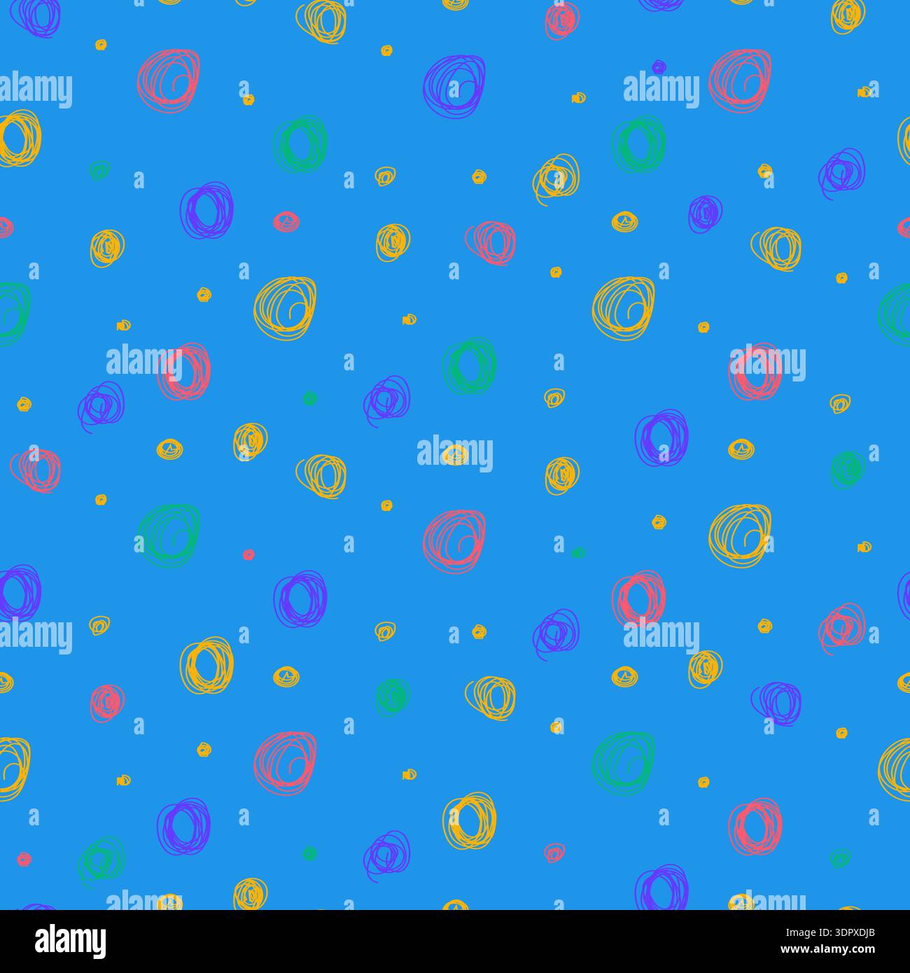 Bright colorful seamless grunge pattern featuring abstract shapes, doodles, scribbles, geometric elements Stock Vector