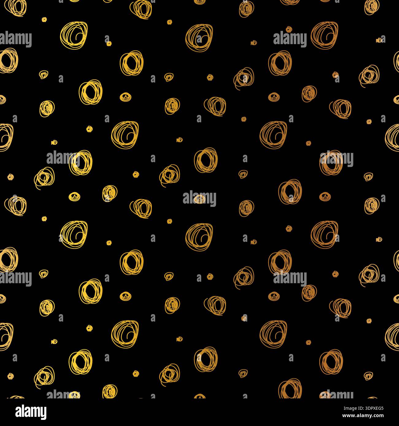 Gold colorful seamless grunge pattern featuring abstract shapes, doodles, scribbles, geometric elements Stock Vector