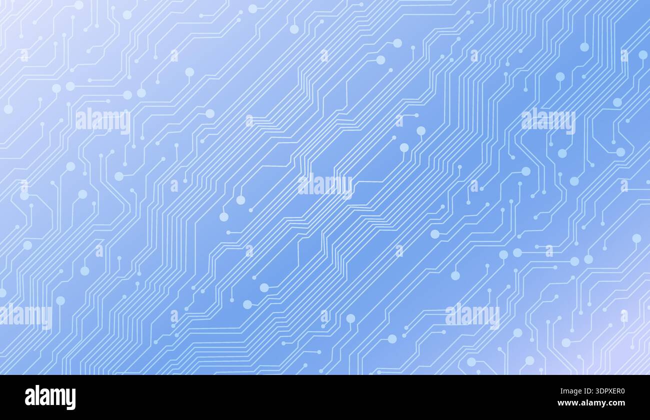 Abstract technology background for business presentation - circuit board texture on light blue gradient background - vector illustration Stock Vector