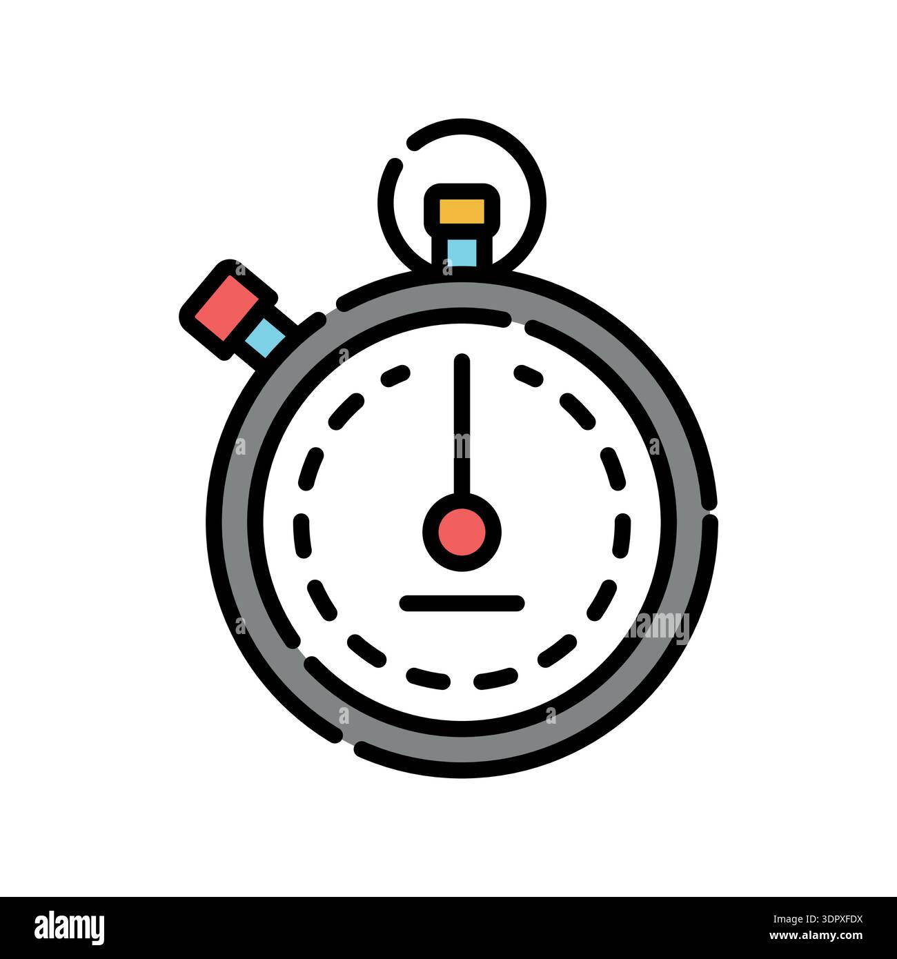 stopwatch color line icon. Vector isolated element. Editable stroke. Stock Vector