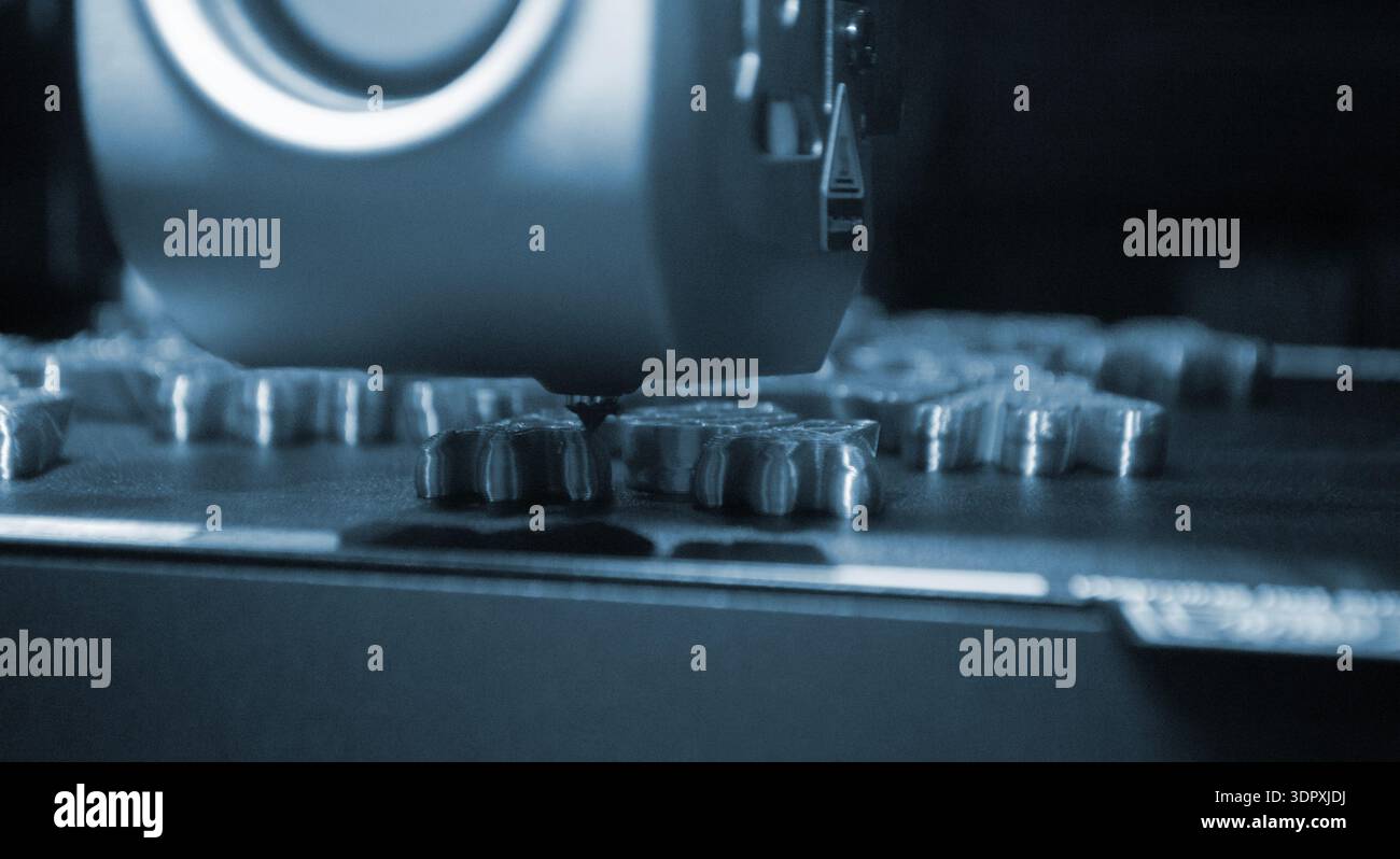 3D printer. 3D printer printing object close-up. 3D printer printing ...