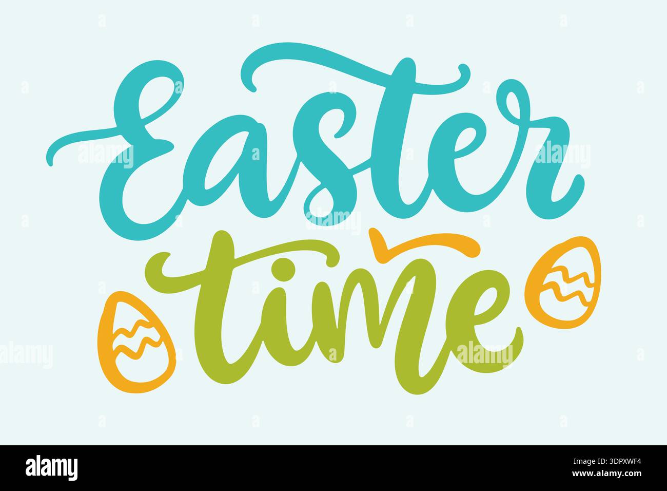 Easter Time phrase cute hand lettering quote  Stock Vector