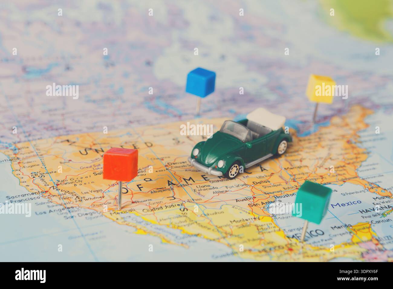 Map Car Pin Map with pins across hi-res stock photography and images - Alamy
