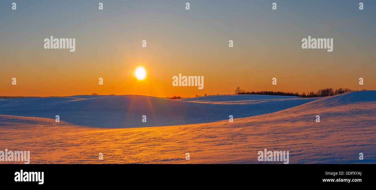Winter landscape in the evening light Stock Photo