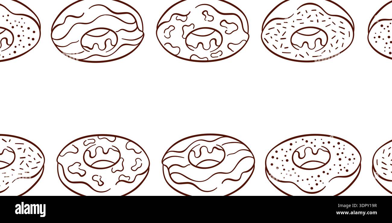 Donut Line Pattern Pattern with donut in line art style. Illustration of glazed and ...