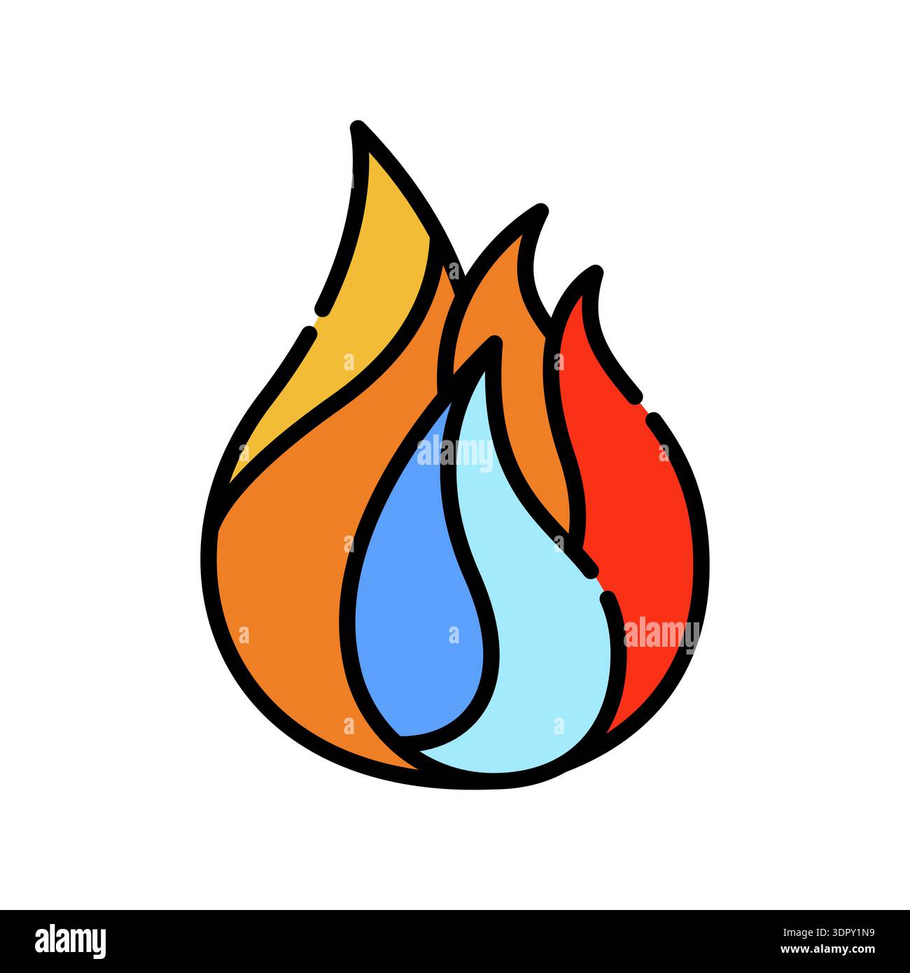 fire on water color line icon. Vector isolated element. Editable stroke. Stock Vector