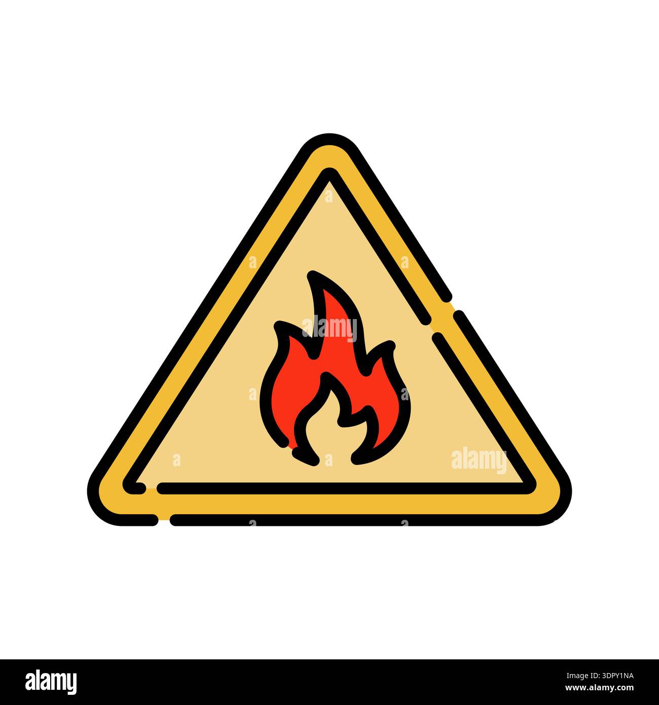fire sign color line icon. Vector isolated element. Editable stroke. Stock Vector