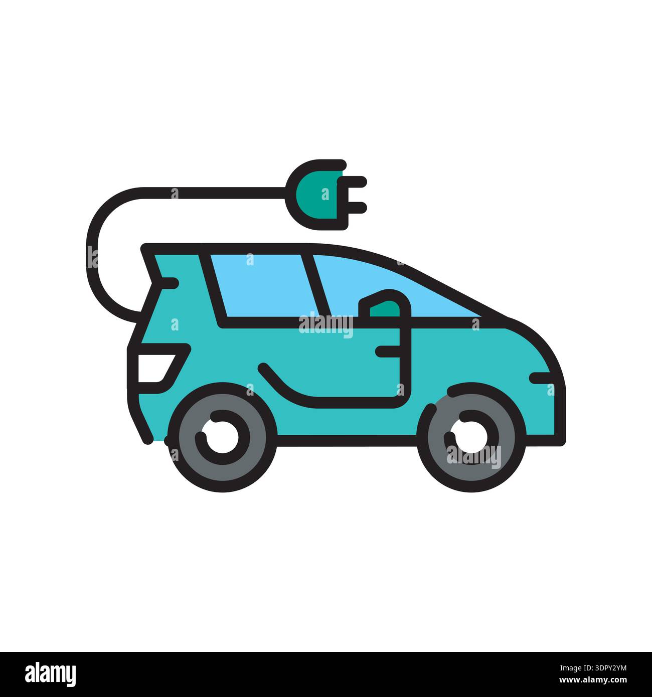 electric car color line icon. Vector isolated element. Editable stroke. Stock Vector