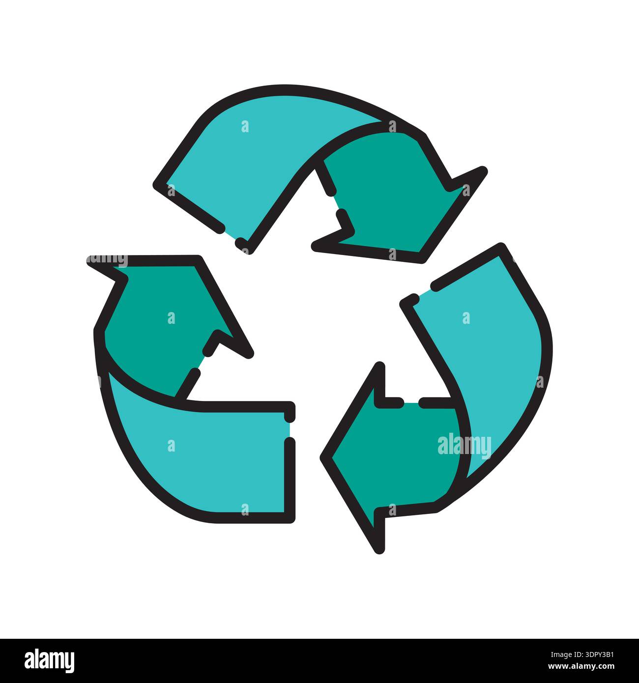 recycle color line icon. Vector isolated element. Editable stroke. Stock Vector