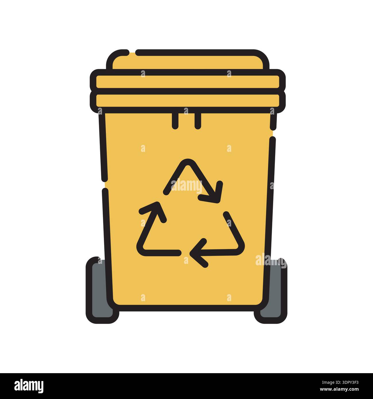 trash bin color line icon. Vector isolated element. Editable stroke. Stock Vector