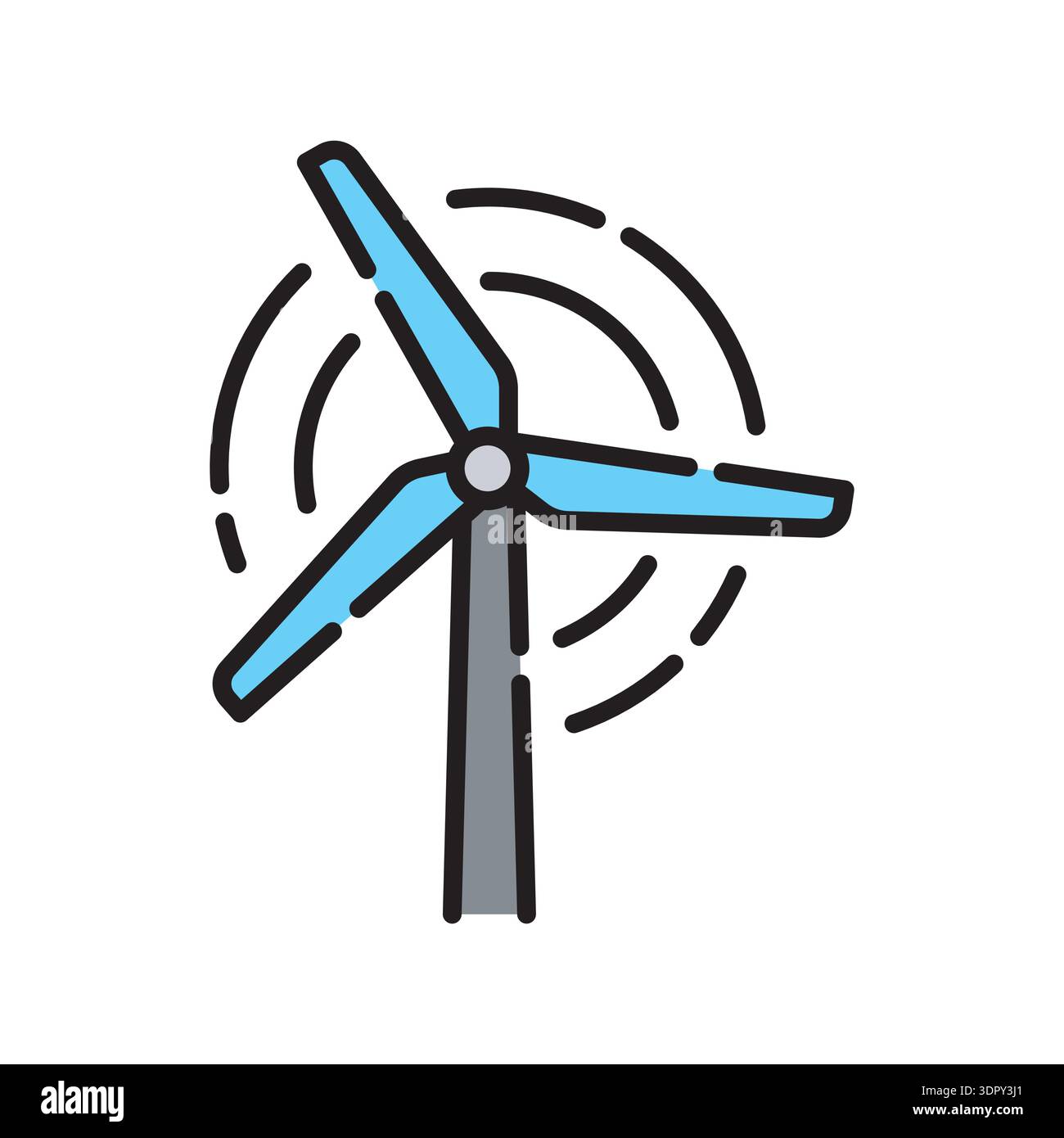 wind turbine color line icon. Vector isolated element. Editable stroke. Stock Vector
