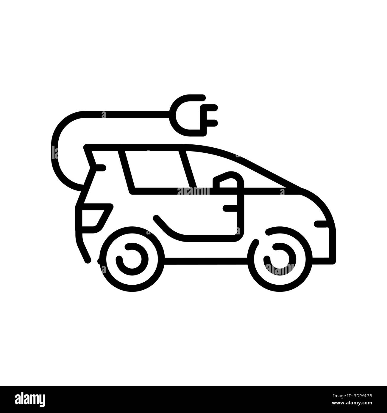 electric car black line icon. Vector isolated element. Editable stroke. Stock Vector