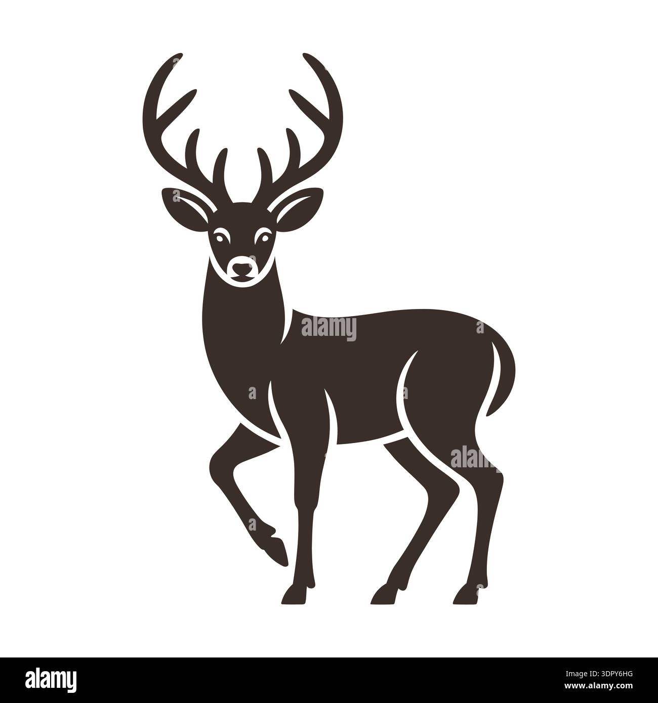Buck deer with antlers silhouette vector illustration Stock Vector ...