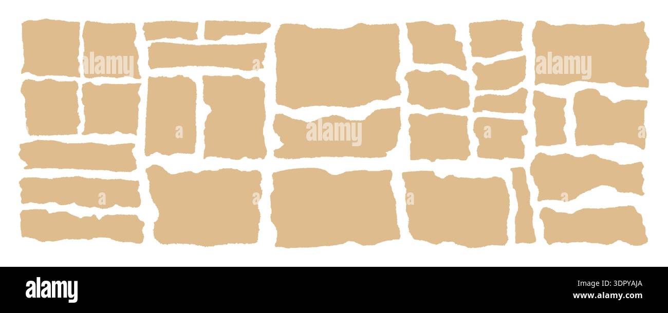 Paper torn strip stroke with cut stuck edges Stock Vector