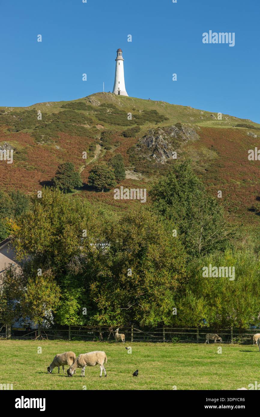 Sir John Barrow Monument also called The Hoad Monument high on Hoad Hill above the town of Ulverston, Cumbria, England Stock Photo