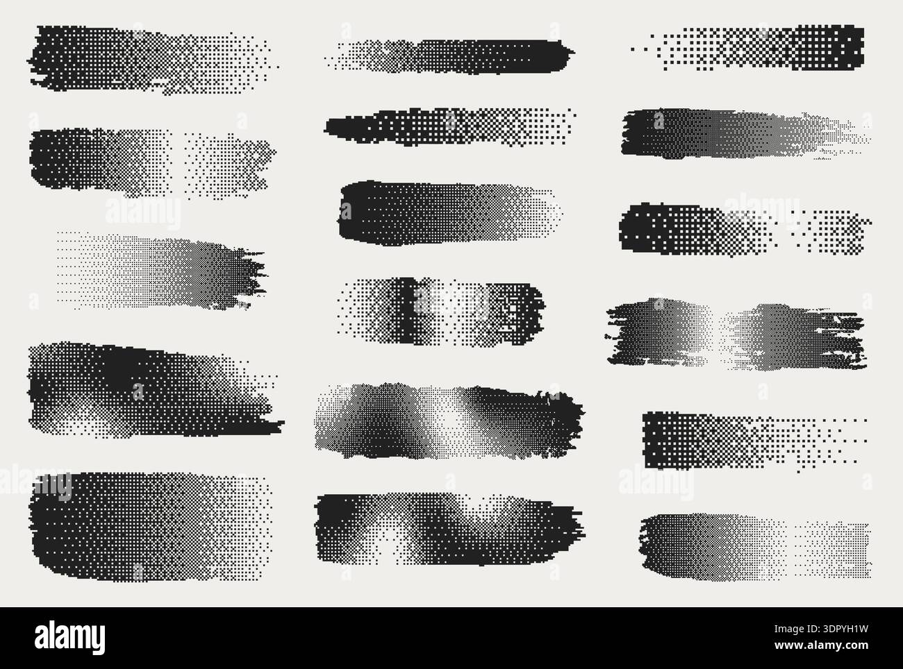 Retro Bitmap Brush Strokes and Dither Textures Stock Vector