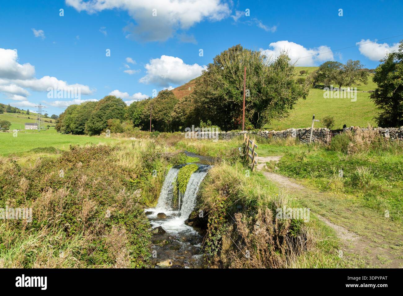 Waterfall on a well-known walk and stream in Ulverston,, often referred to as Gill Banks Beck or "The Gill" Cumbria, England Stock Photo