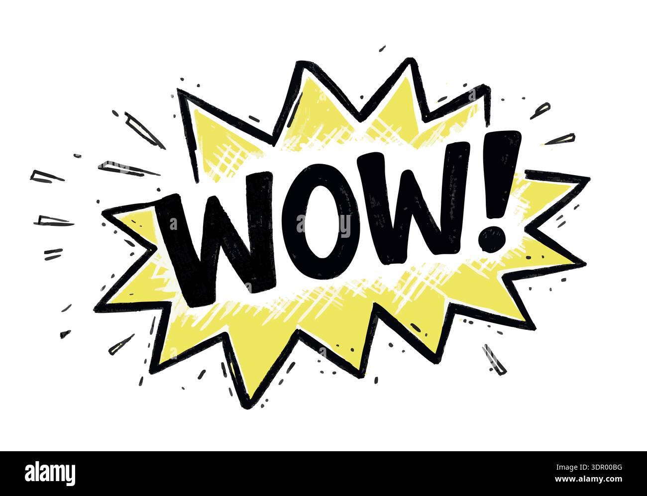 Wow Hand Drawn Comic Speech Bubble Illustration Stock Vector