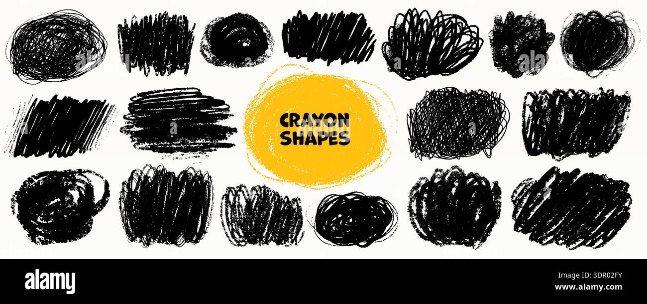 Crayon highlight box text scribble underline set in black with rough ...