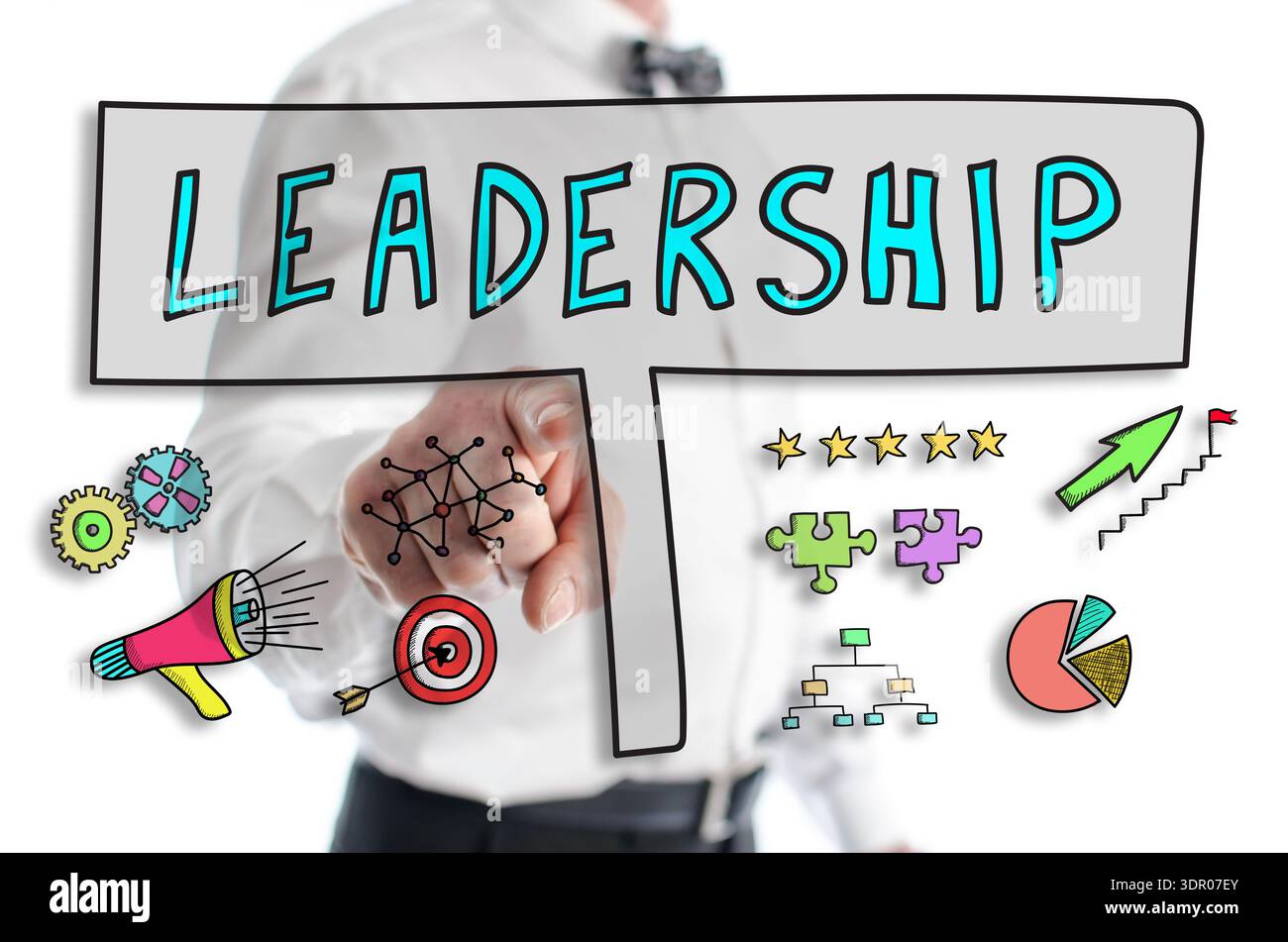 Leadership concept shown by a man in background Stock Photo