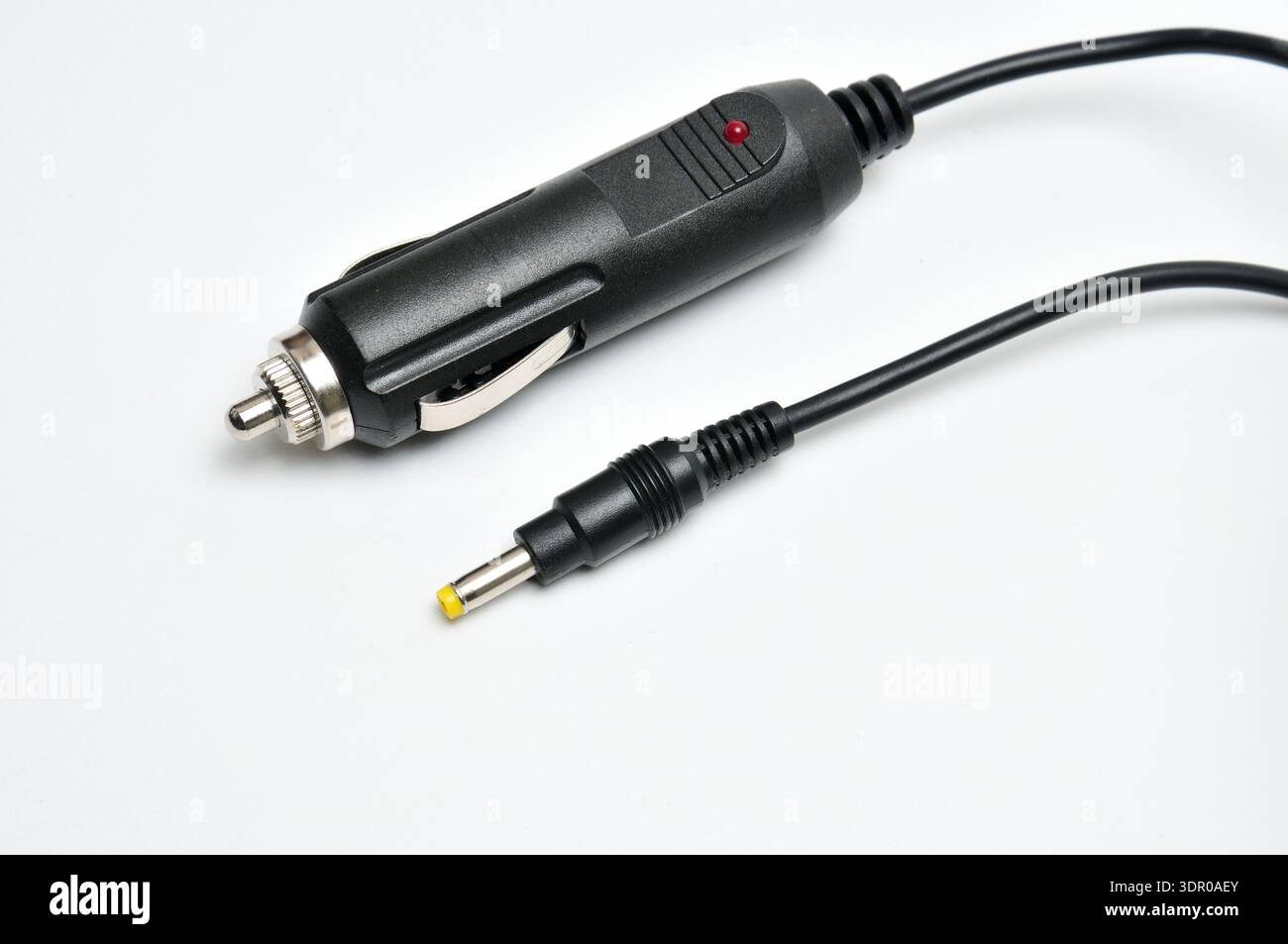 12 volt car adapter on an isolated white background Stock Photo