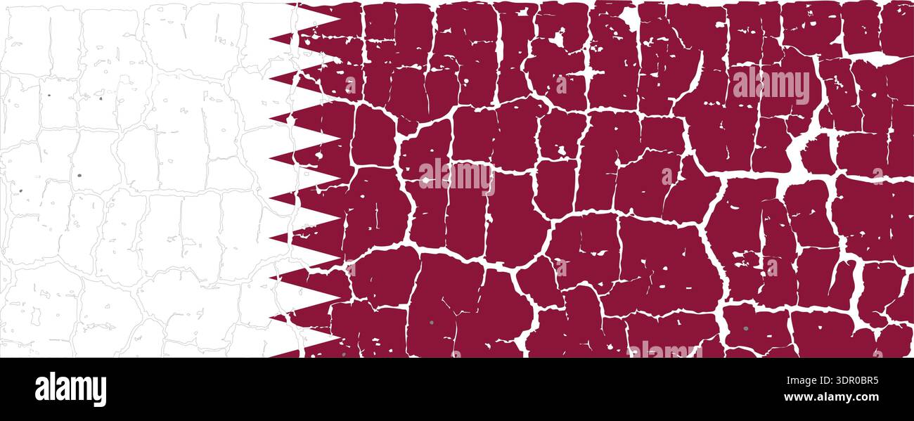 Illustration of the national flag of Qatar painted on a cracked wall ...