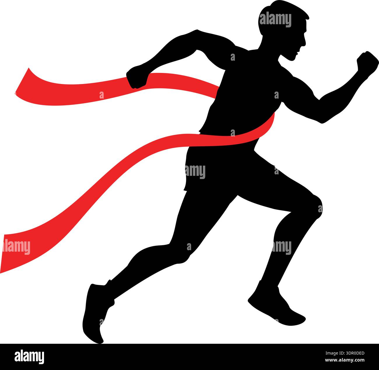Running man crossing red ribbon black icon Stock Vector Image & Art - Alamy