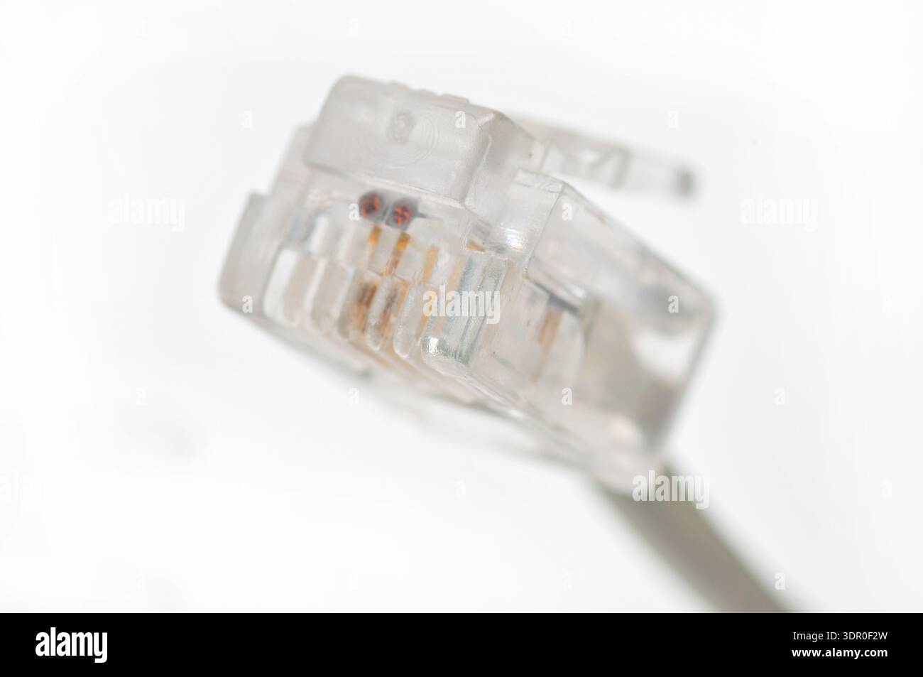 Multiple Line Telephone Cable Rj Cable with Rj 11 plug for a telephone line on an isolated white ...