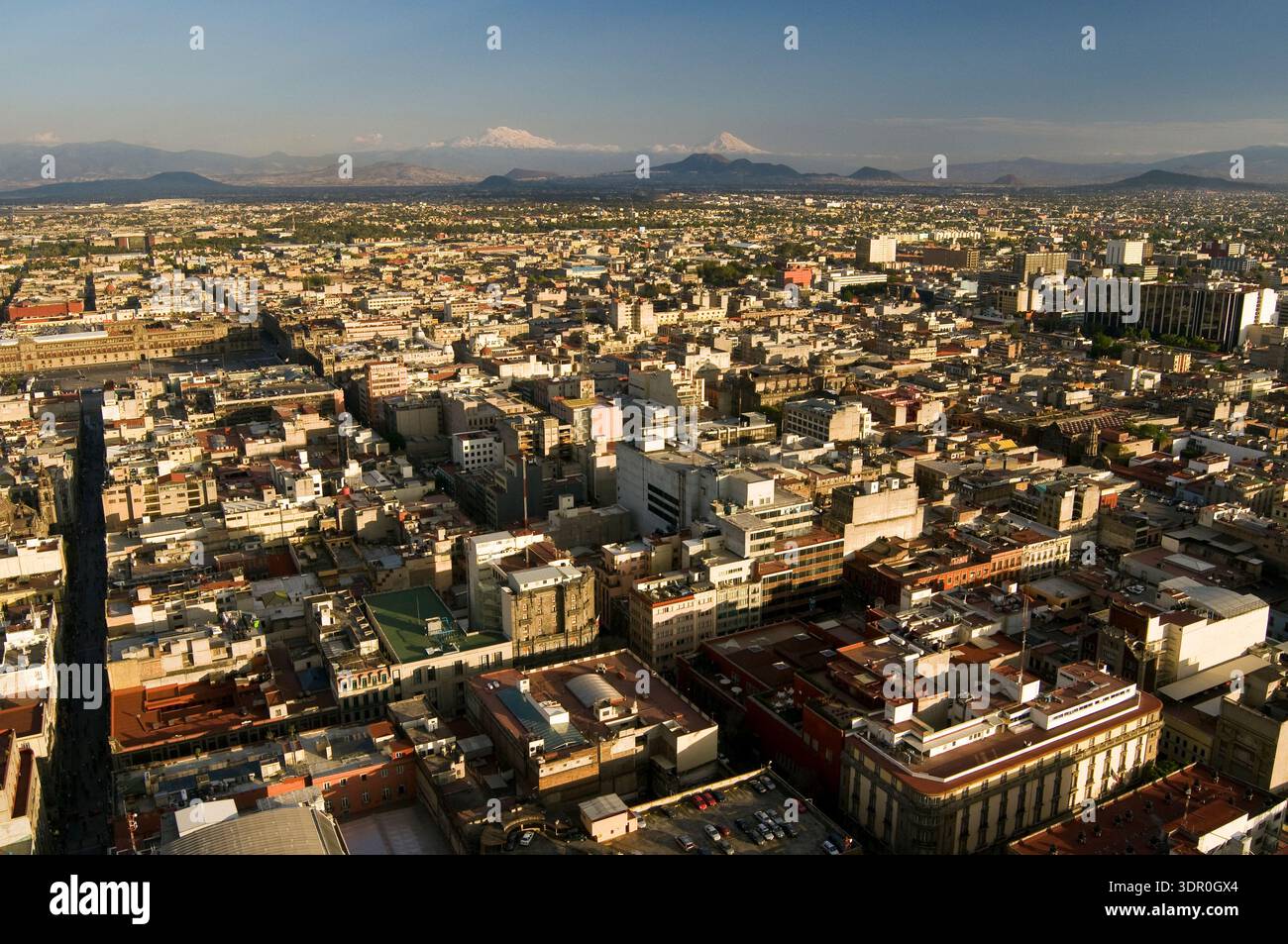 Mexico City panoramic view with Popocatépetl and Itaccíhuatl. Mexico ...